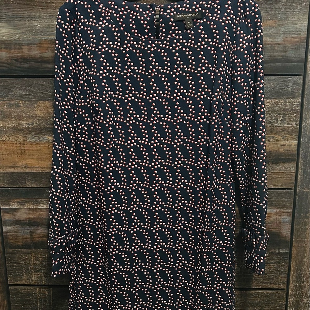 Banana Republic Navy and Red Patterned Dress